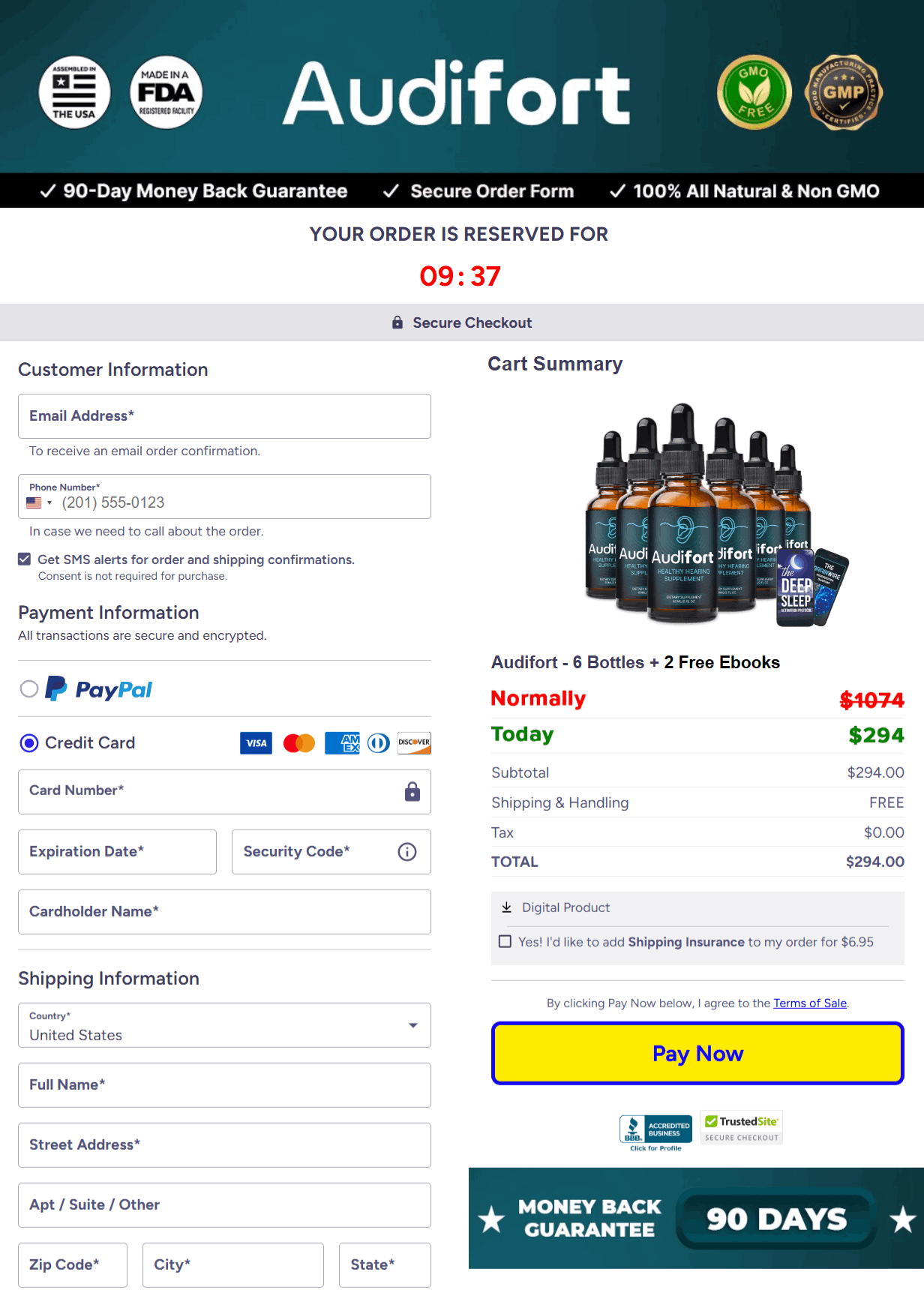 AudiFort Checkout page